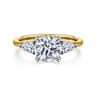 Sima - 14K White-Yellow Gold Round Three Stone Diamond Engagement Ring - 0.4 ct