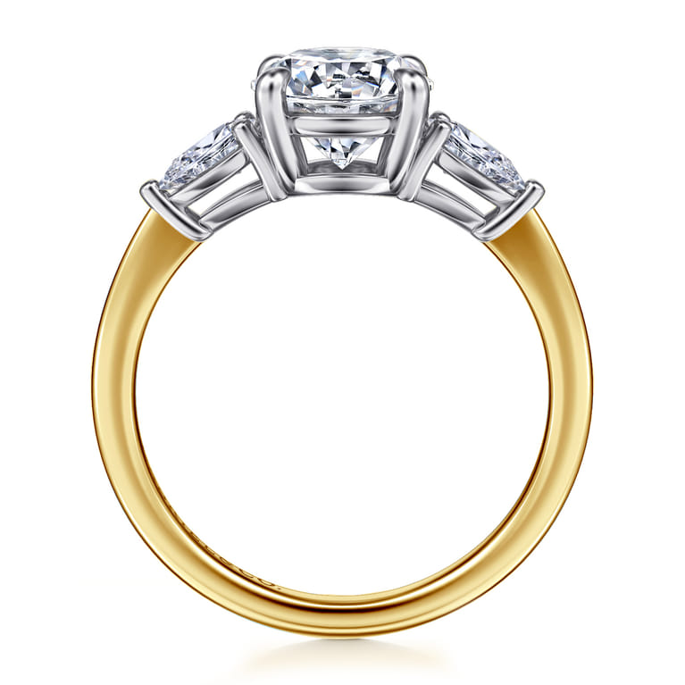 Sima - 14K White-Yellow Gold Round Three Stone Diamond Engagement Ring - 0.4 ct - Shot 2