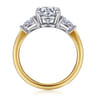 Sima - 14K White-Yellow Gold Round Three Stone Diamond Engagement Ring - 0.4 ct