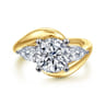 Beyond - 14K White-Yellow Gold Round Three Stone Diamond Engagement Ring - 0.7 ct