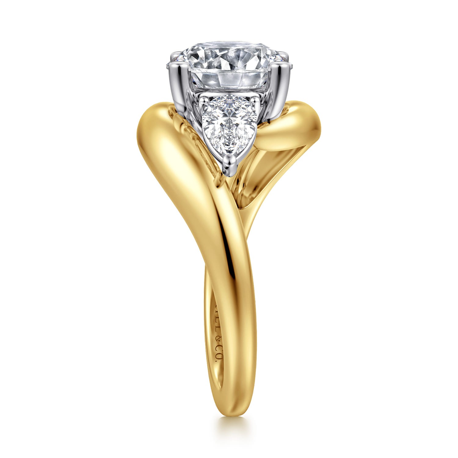 Beyond - 14K White-Yellow Gold Round Three Stone Diamond Engagement Ring - 0.7 ct - Shot 4