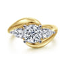 Beyond - 14K White-Yellow Gold Bypass Round Three Stone Diamond Engagement Ring - 0.7 ct