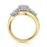 Beyond - 14K White-Yellow Gold Bypass Round Three Stone Diamond Engagement Ring - 0.7 ct