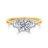 Adeline - 14K White-Yellow Gold Round Three Stone Diamond Engagement Ring - 0.5 ct