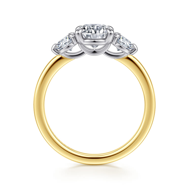Adeline - 14K White-Yellow Gold Round Three Stone Diamond Engagement Ring - 0.5 ct - Shot 2