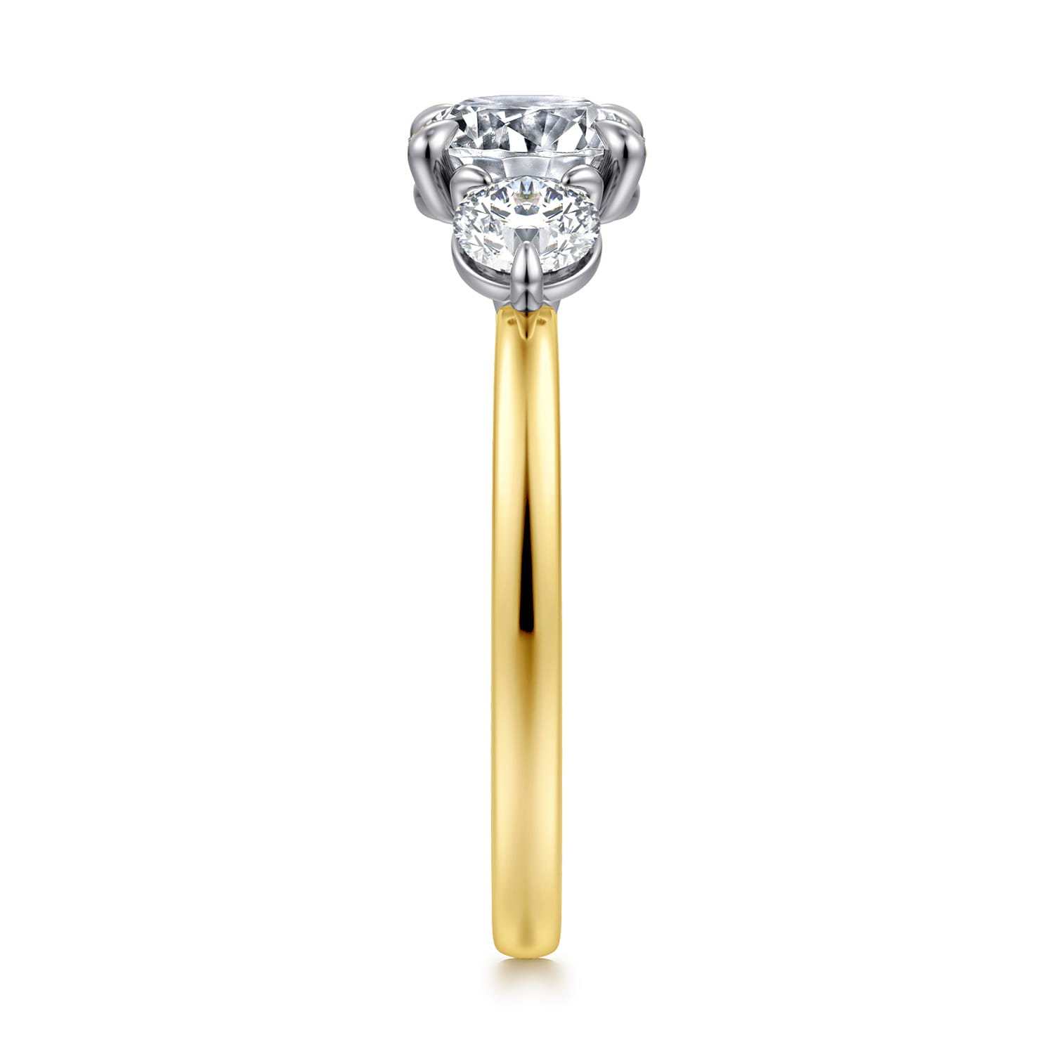 Adeline - 14K White-Yellow Gold Round Three Stone Diamond Engagement Ring - 0.5 ct - Shot 4