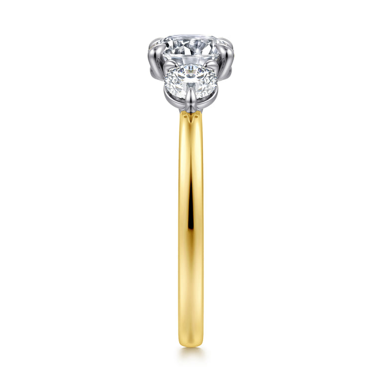 Adeline - 14K White-Yellow Gold Round Three Stone Diamond Engagement Ring - 0.5 ct - Shot 4
