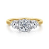 Adeline - 14K White-Yellow Gold Round Three Stone Diamond Engagement Ring - 0.75 ct