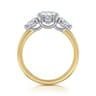Adeline - 14K White-Yellow Gold Round Three Stone Diamond Engagement Ring - 0.75 ct