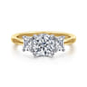 Thalina - 14K White-Yellow Gold Round Three Stone Diamond Engagement Ring - 0.5 ct