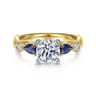 Carrie - 14K White-Yellow Gold Round Five Stone Sapphire and Diamond Engagement Ring - 0.1 ct