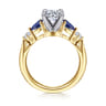 Carrie - 14K White-Yellow Gold Round Five Stone Sapphire and Diamond Engagement Ring - 0.1 ct