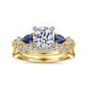 Carrie - 14K White-Yellow Gold Round Five Stone Sapphire and Diamond Engagement Ring - 0.1 ct