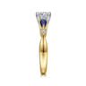 Carrie - 14K White-Yellow Gold Round Five Stone Sapphire and Diamond Engagement Ring - 0.1 ct