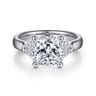 Emme - 18K White Gold Cushion Cut Three Stone Diamond Engagement Ring - 0.5 ct
