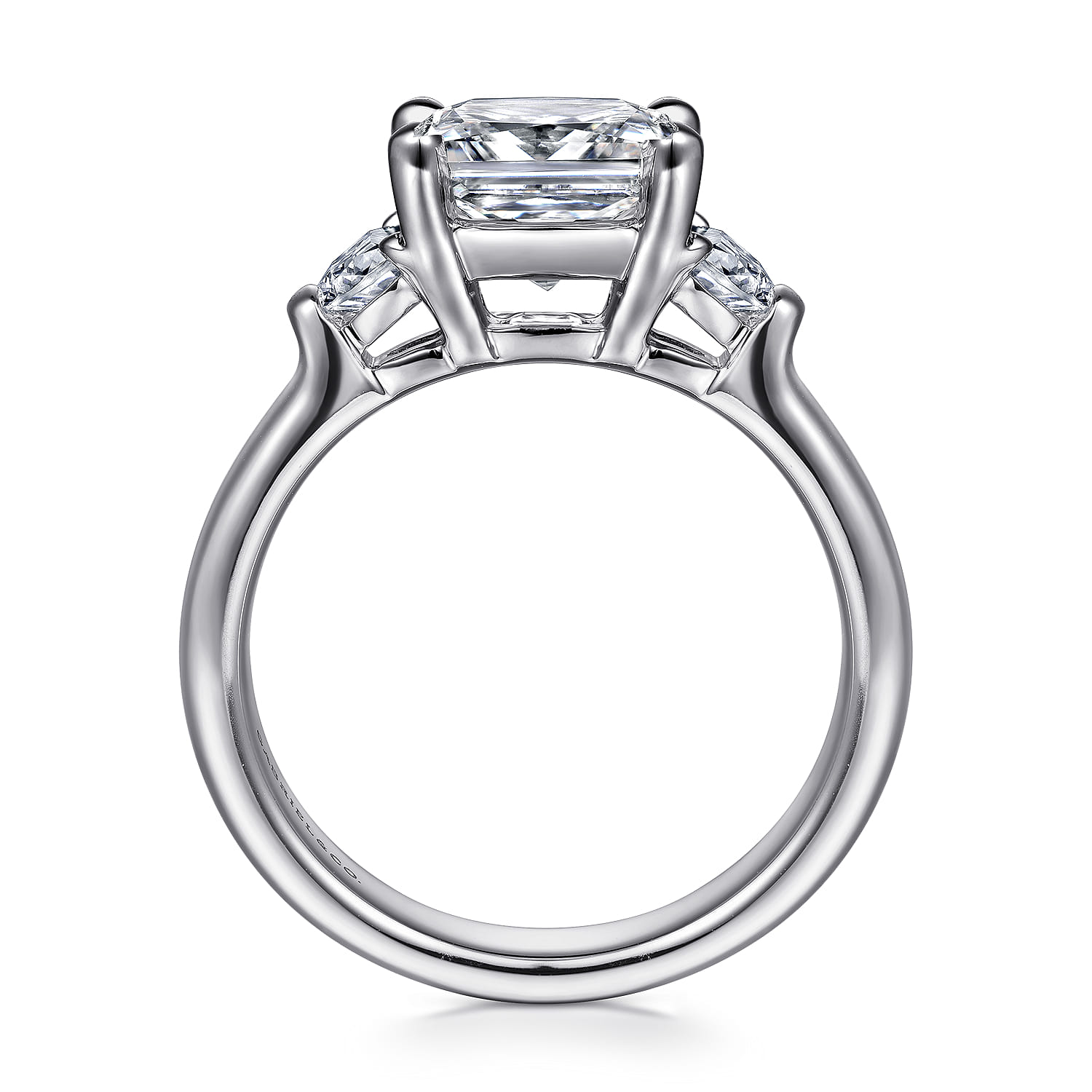 Emme - 18K White Gold Cushion Cut Three Stone Diamond Engagement Ring - 0.5 ct - Shot 2