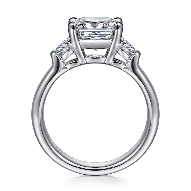 Emme - 18K White Gold Cushion Cut Three Stone Diamond Engagement Ring - 0.5 ct - Shot 2