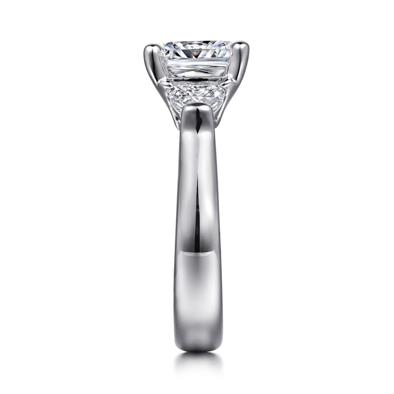Emme - 18K White Gold Cushion Cut Three Stone Diamond Engagement Ring - 0.5 ct - Shot 5