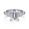 Everley - 18K White Gold Emerald Cut Five Stone Diamond Engagement Ring - 0.7 ct