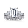 Everley - 18K White Gold Emerald Cut Five Stone Diamond Engagement Ring - 0.7 ct