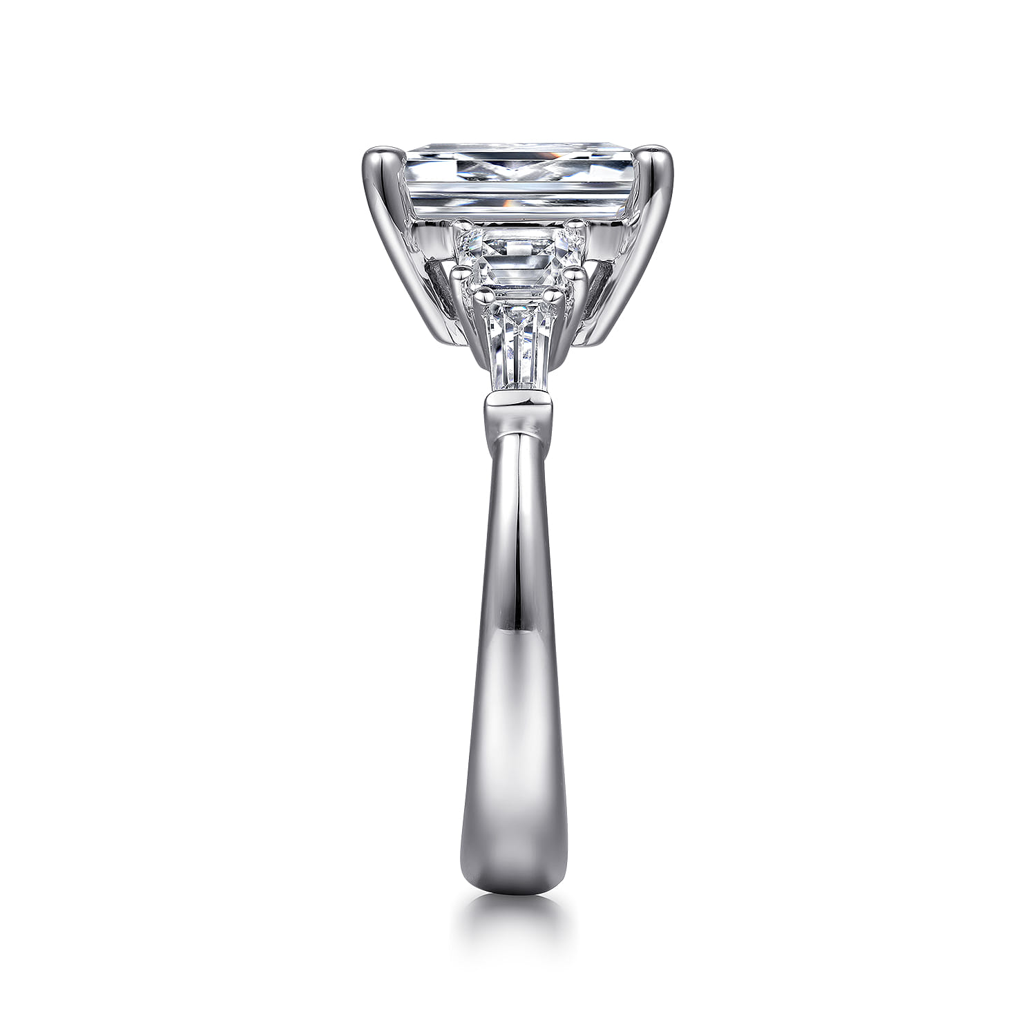 Everley - 18K White Gold Emerald Cut Five Stone Diamond Engagement Ring - 0.7 ct - Shot 5