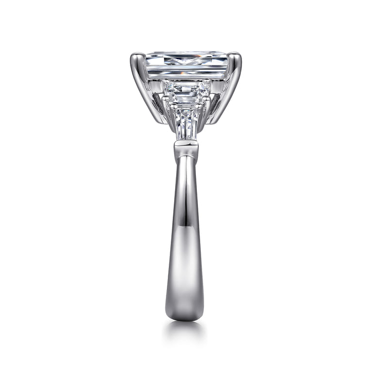 Everley - 18K White Gold Emerald Cut Five Stone Diamond Engagement Ring - 0.7 ct - Shot 5