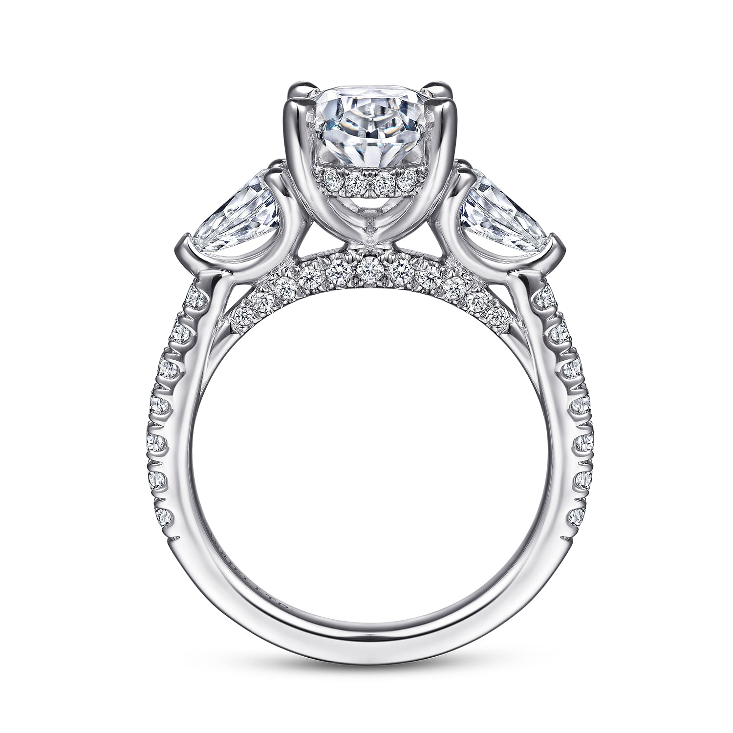 Oval 3 Stone Ring in 18k White Gold | Gabriel & Co