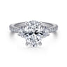 Wilda - 18K White Gold Oval Three Stone Diamond Engagement Ring - 0.73 ct