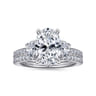 Wilda - 18K White Gold Oval Three Stone Diamond Engagement Ring - 0.73 ct