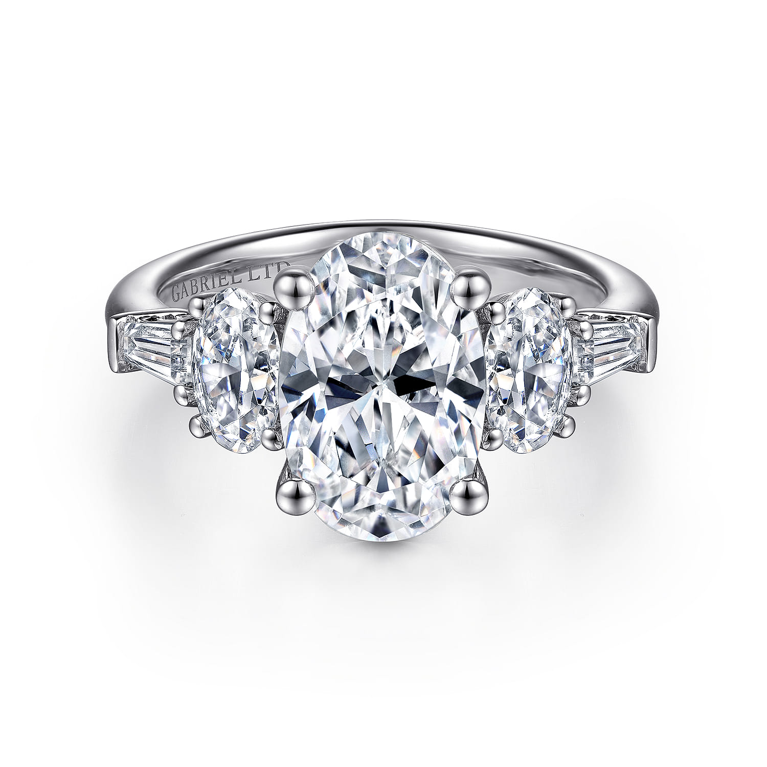 Evie - 18K White Gold Oval Five Stone Diamond Engagement Ring - 1.02 ct - Shot 1
