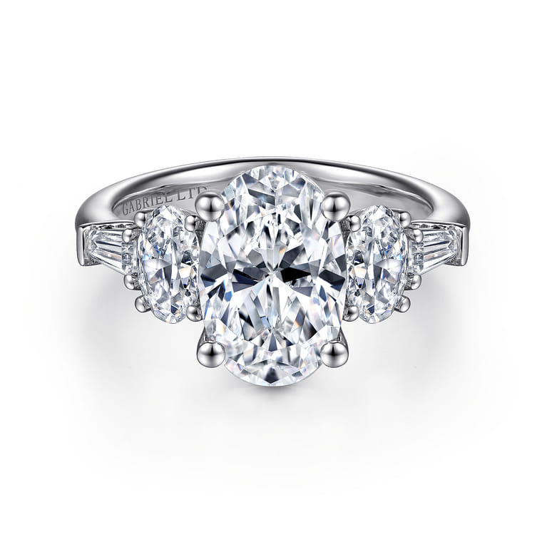 Evie - 18K White Gold Oval Five Stone Diamond Engagement Ring - 1.02 ct - Shot 1