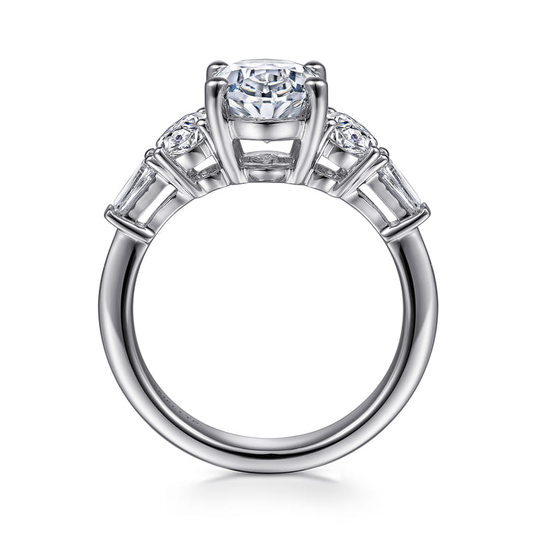 Evie - 18K White Gold Oval Five Stone Diamond Engagement Ring - 1.02 ct - Shot 2