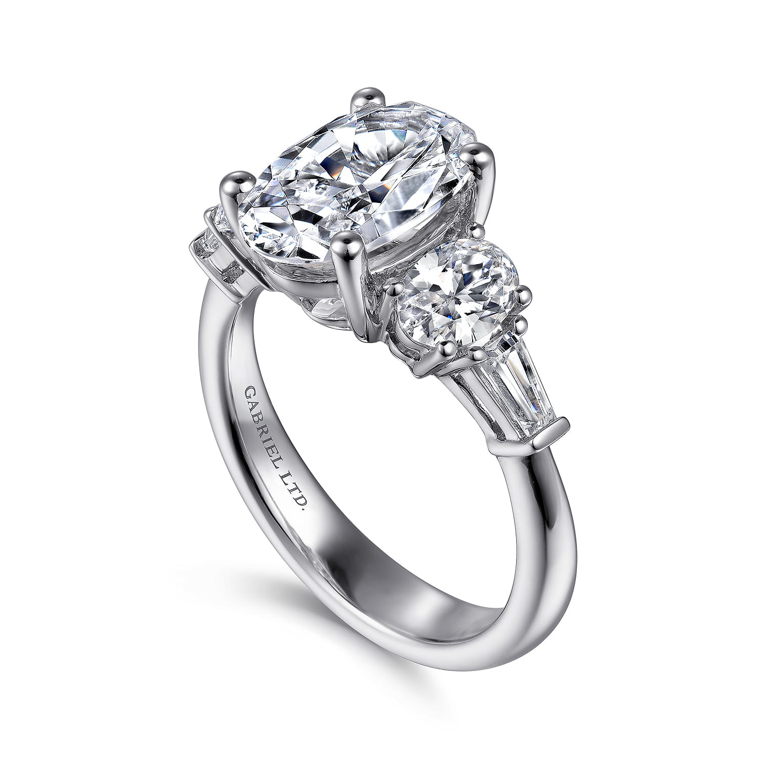 Evie - 18K White Gold Oval Five Stone Diamond Engagement Ring - 1.02 ct - Shot 3
