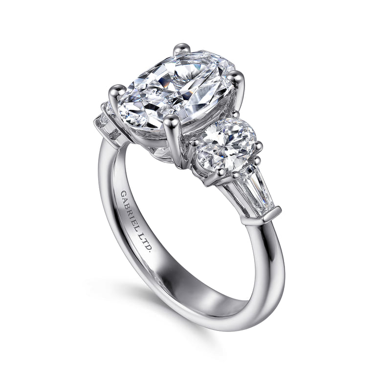 Evie - 18K White Gold Oval Five Stone Diamond Engagement Ring - 1.02 ct - Shot 3
