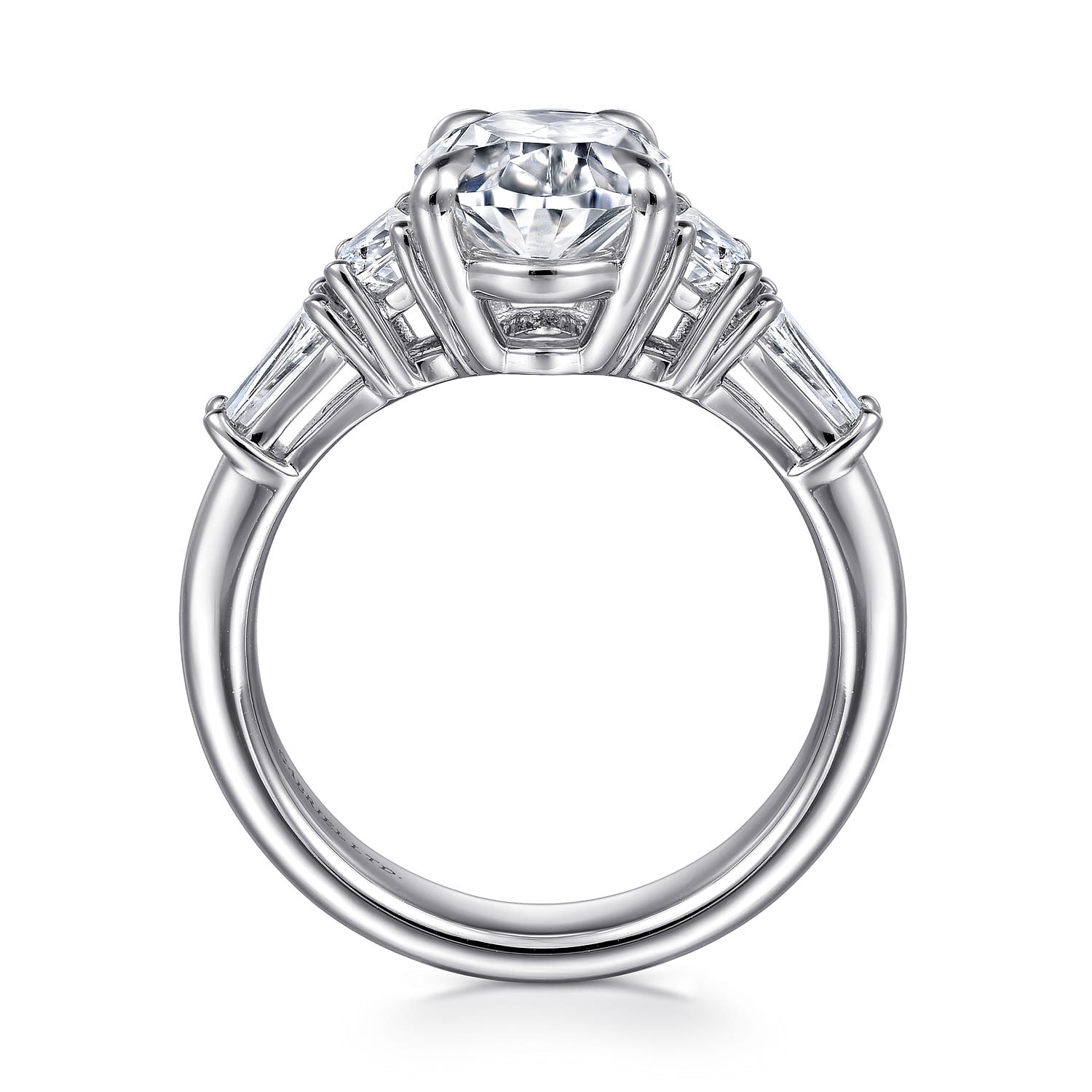 Barbara - 18K White Gold Oval Cut Five Stone Diamond Engagement Ring - 0.8 ct - Shot 2