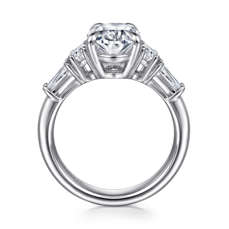 Barbara - 18K White Gold Oval Cut Five Stone Diamond Engagement Ring - 0.8 ct - Shot 2