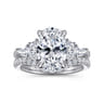 Barbara - 18K White Gold Oval Cut Five Stone Diamond Engagement Ring - 0.8 ct