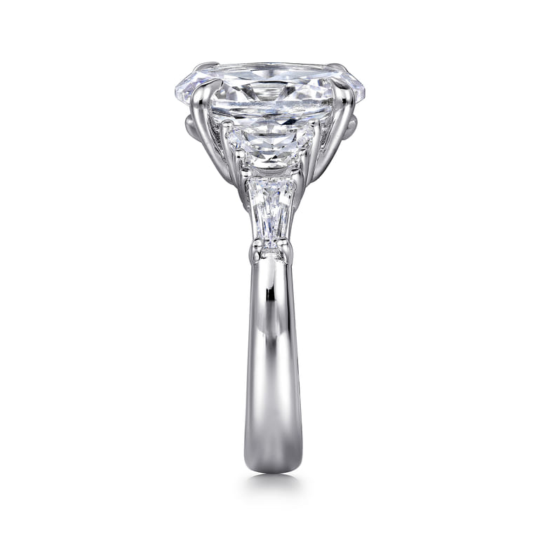 Barbara - 18K White Gold Oval Cut Five Stone Diamond Engagement Ring - 0.8 ct - Shot 5