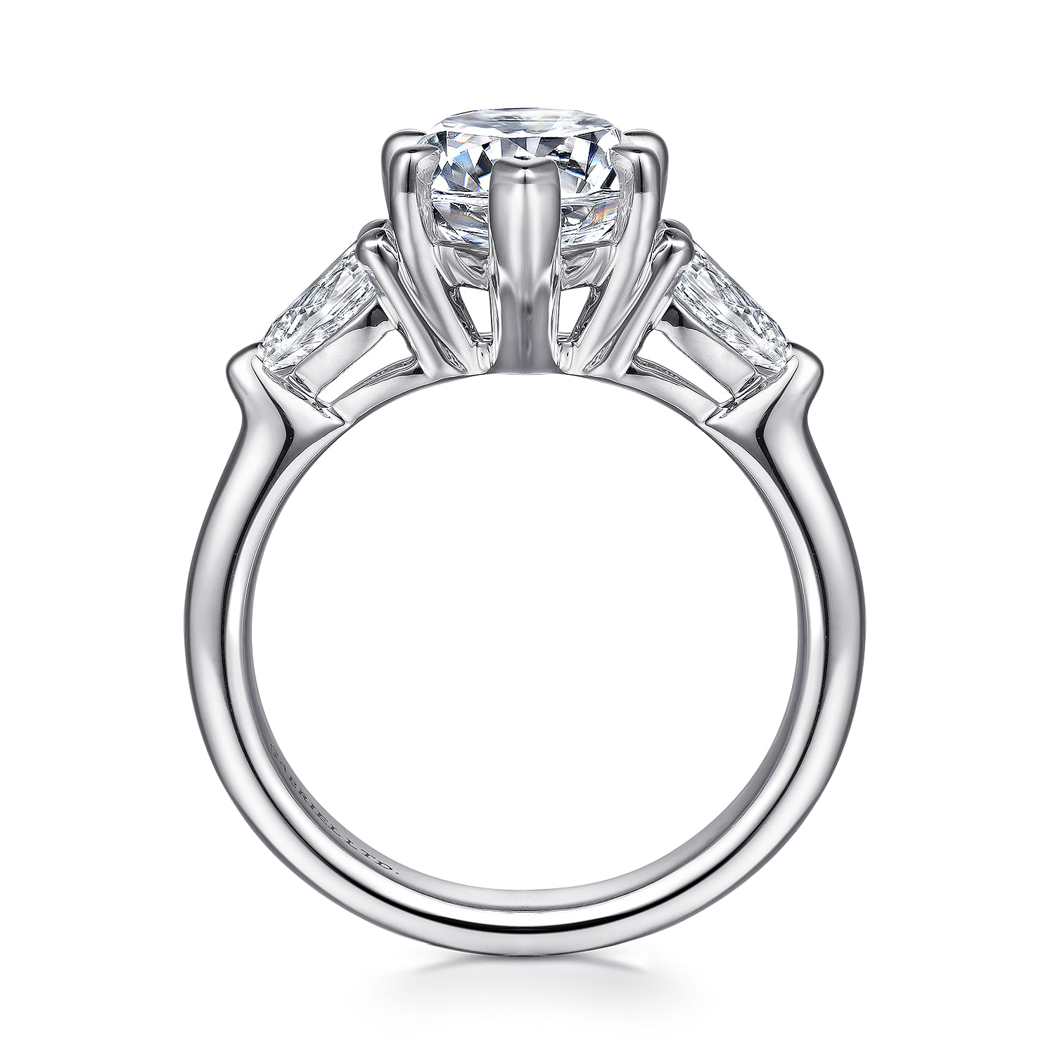 Anabelle - 18K White Gold Pear Shape Three Stone Diamond Engagement Ring - 0.72 ct - Shot 2