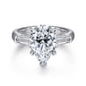 Belma - 18K White Gold Pear Shape Three Stone Diamond Engagement Ring - 0.5 ct