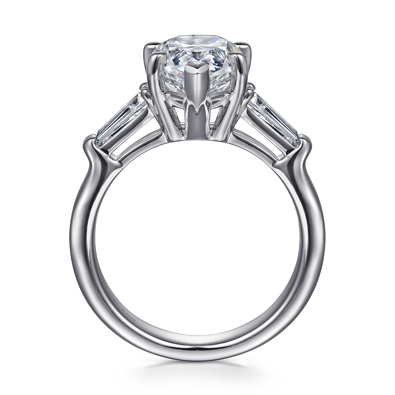 Belma - 18K White Gold Pear Shape Three Stone Diamond Engagement Ring - 0.5 ct - Shot 2