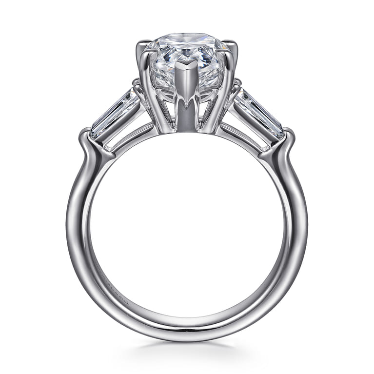 Belma - 18K White Gold Pear Shape Three Stone Diamond Engagement Ring - 0.5 ct - Shot 2