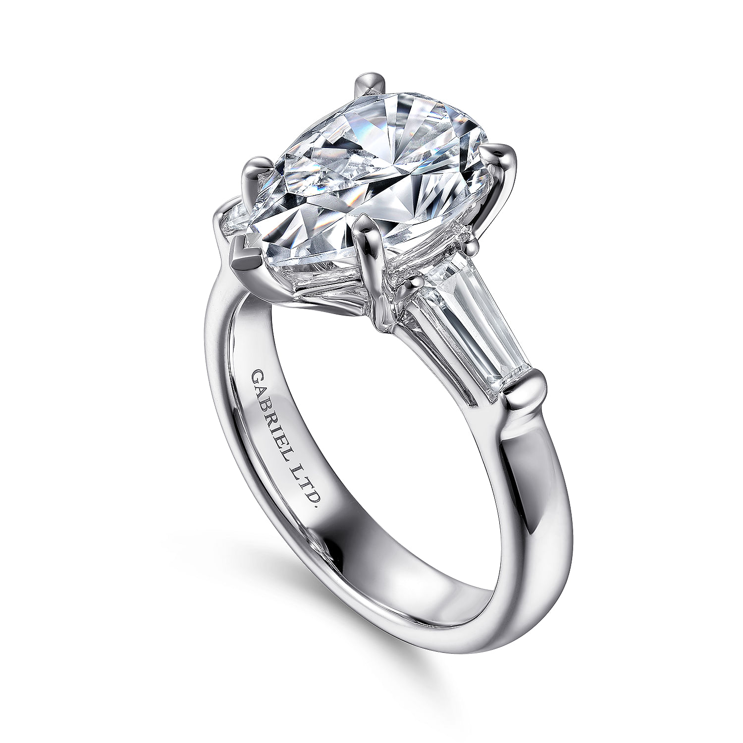 Belma - 18K White Gold Pear Shape Three Stone Diamond Engagement Ring - 0.5 ct - Shot 3