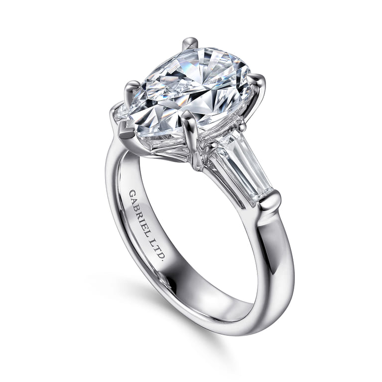Belma - 18K White Gold Pear Shape Three Stone Diamond Engagement Ring - 0.5 ct - Shot 3