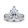Belma - 18K White Gold Pear Shape Three Stone Diamond Engagement Ring - 0.5 ct
