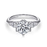 Rosario - 18K White Gold Three Stone Round Diamond Engagement Ring - 0.38 ct