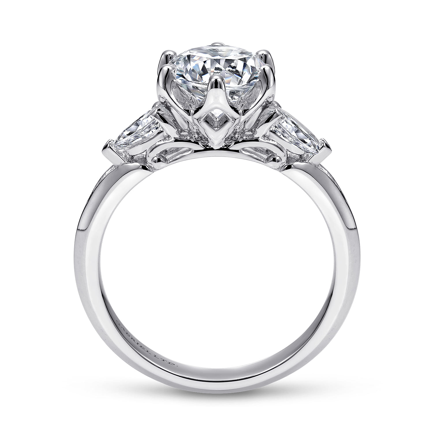 Rosario - 18K White Gold Three Stone Round Diamond Engagement Ring - 0.38 ct - Shot 2