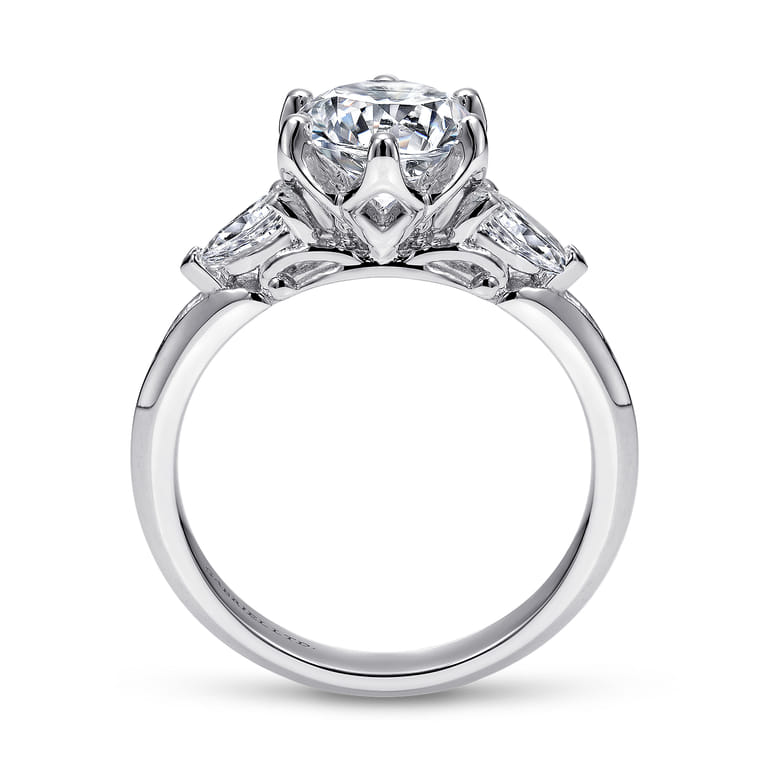 Rosario - 18K White Gold Three Stone Round Diamond Engagement Ring - 0.38 ct - Shot 2