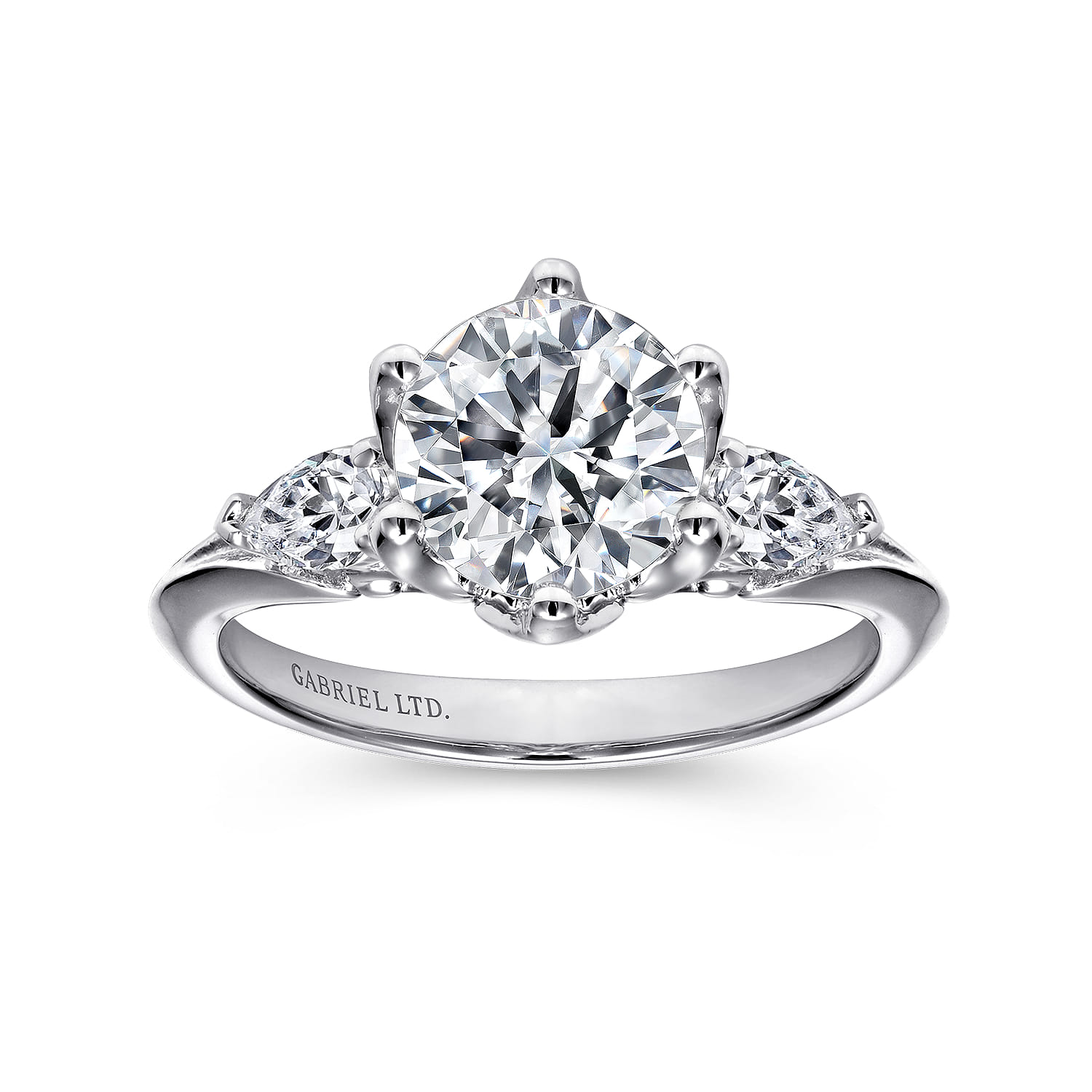 Rosario - 18K White Gold Three Stone Round Diamond Engagement Ring - 0.38 ct - Shot 5