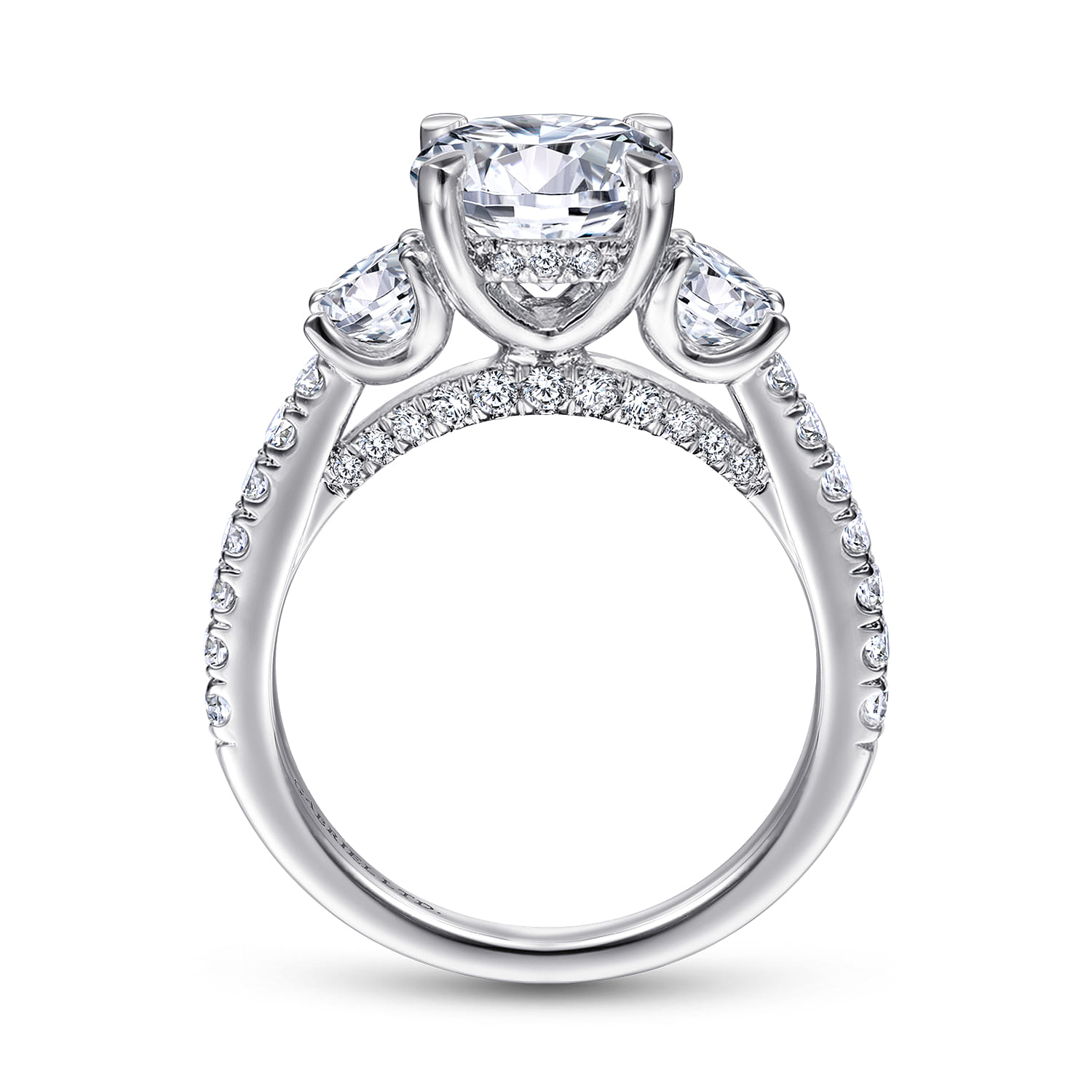 Finian - 18K White Gold Round 3 Stone Diamond Engagement Ring - 1.08 ct - Shot 2